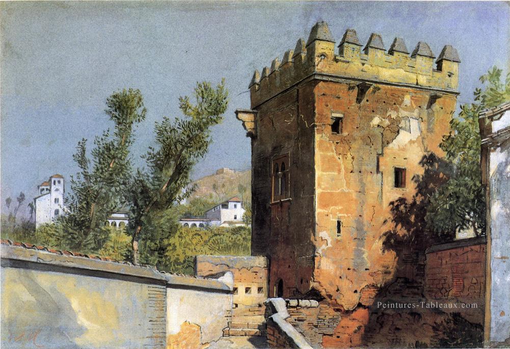 Vue de l’Alhambra Espagne paysage luminisme William Stanley Haseltine Peintures à l'huile